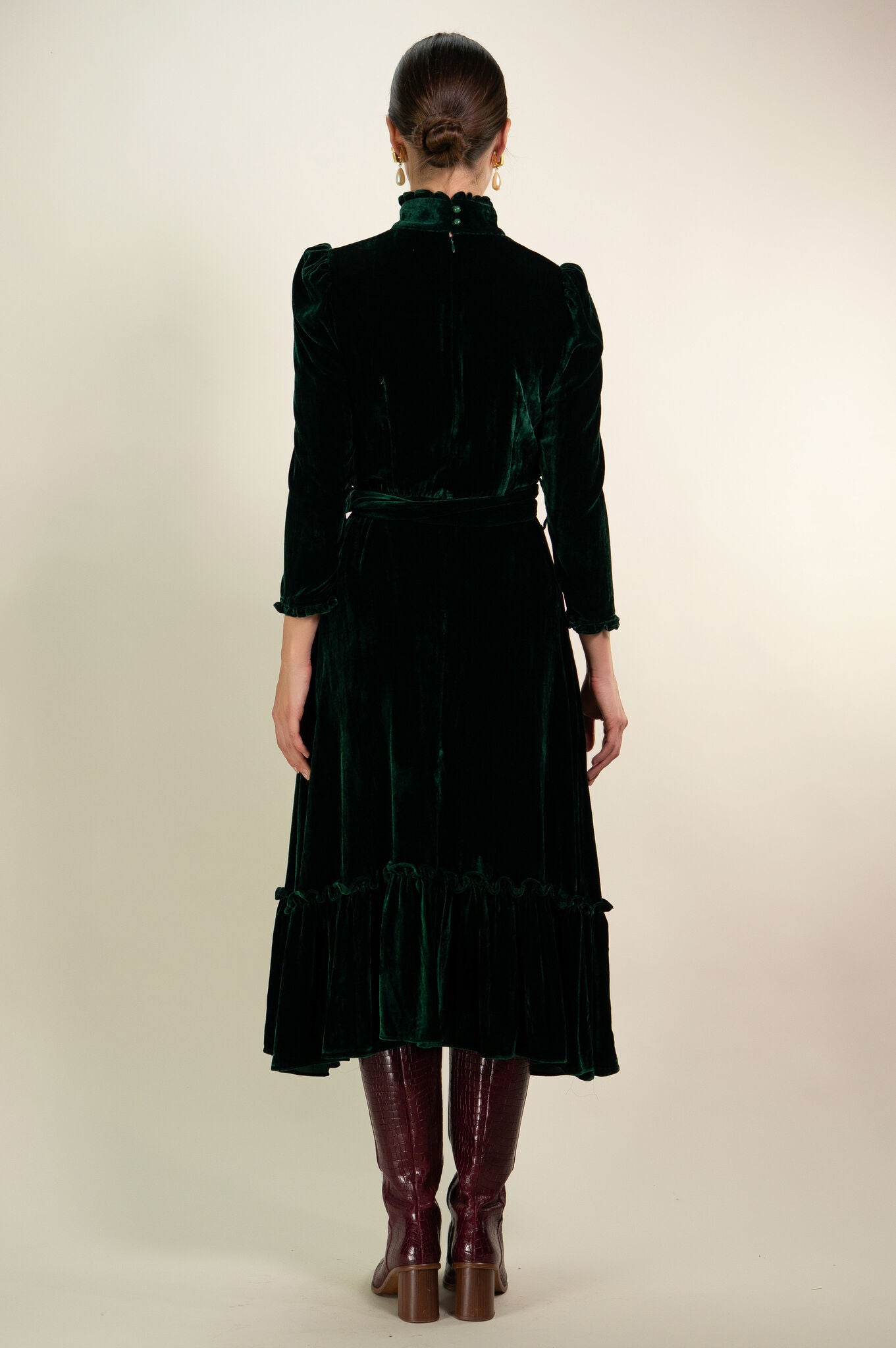 Forest Green Velvet "Sirsna" Dress