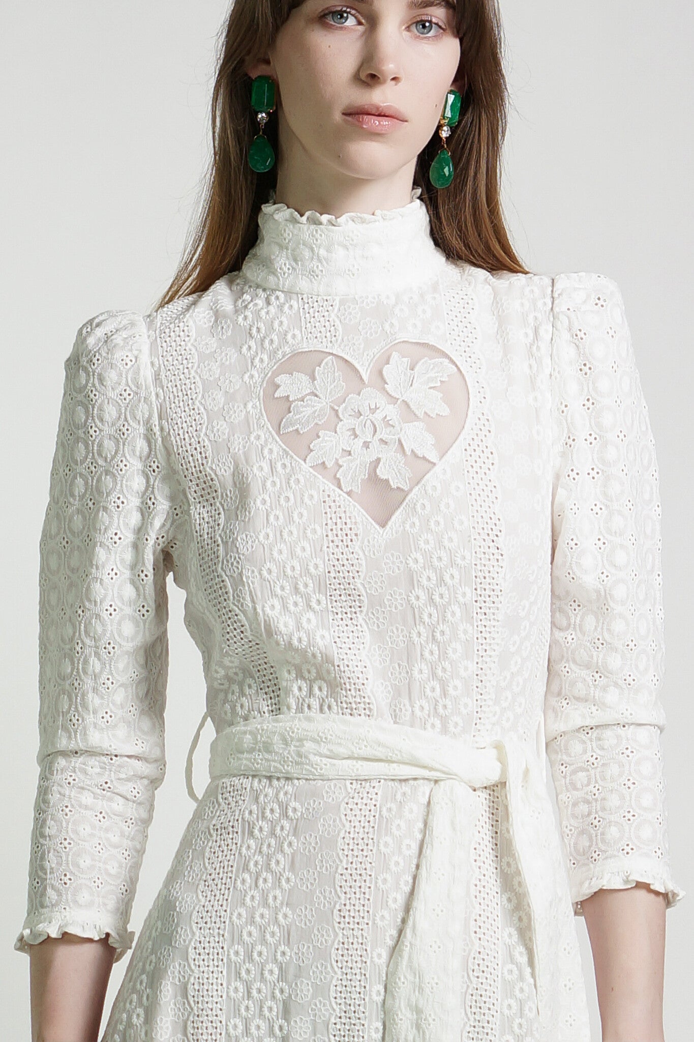 white eyelet long sleeve dress Kristinit Heart Eyelet Sirsna Dress