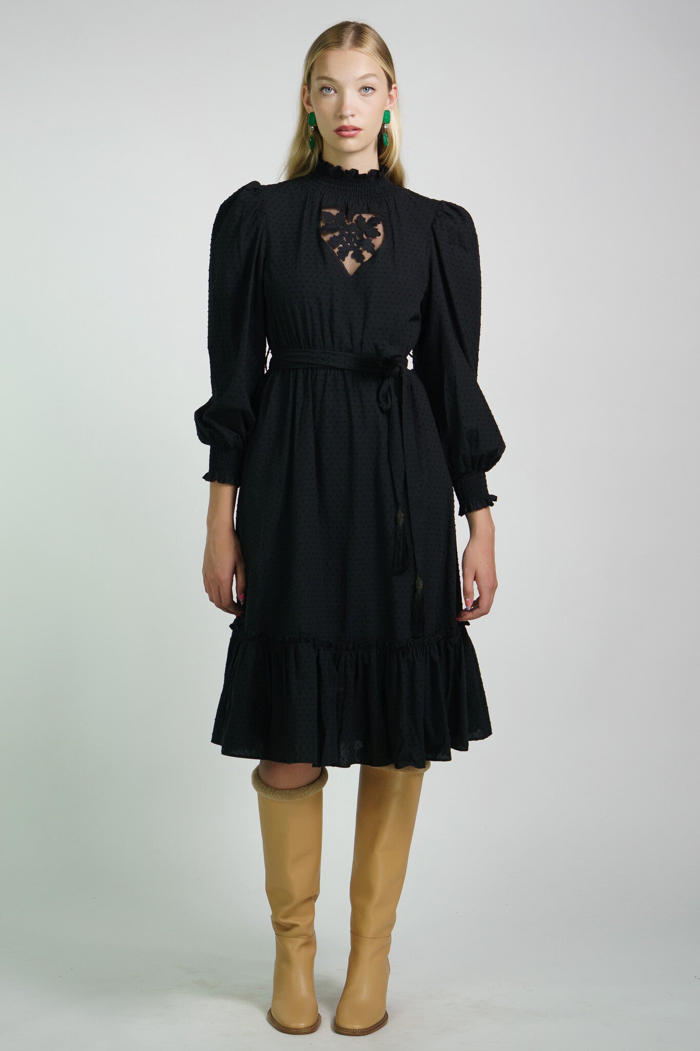Black Swiss Dot Heart Dress