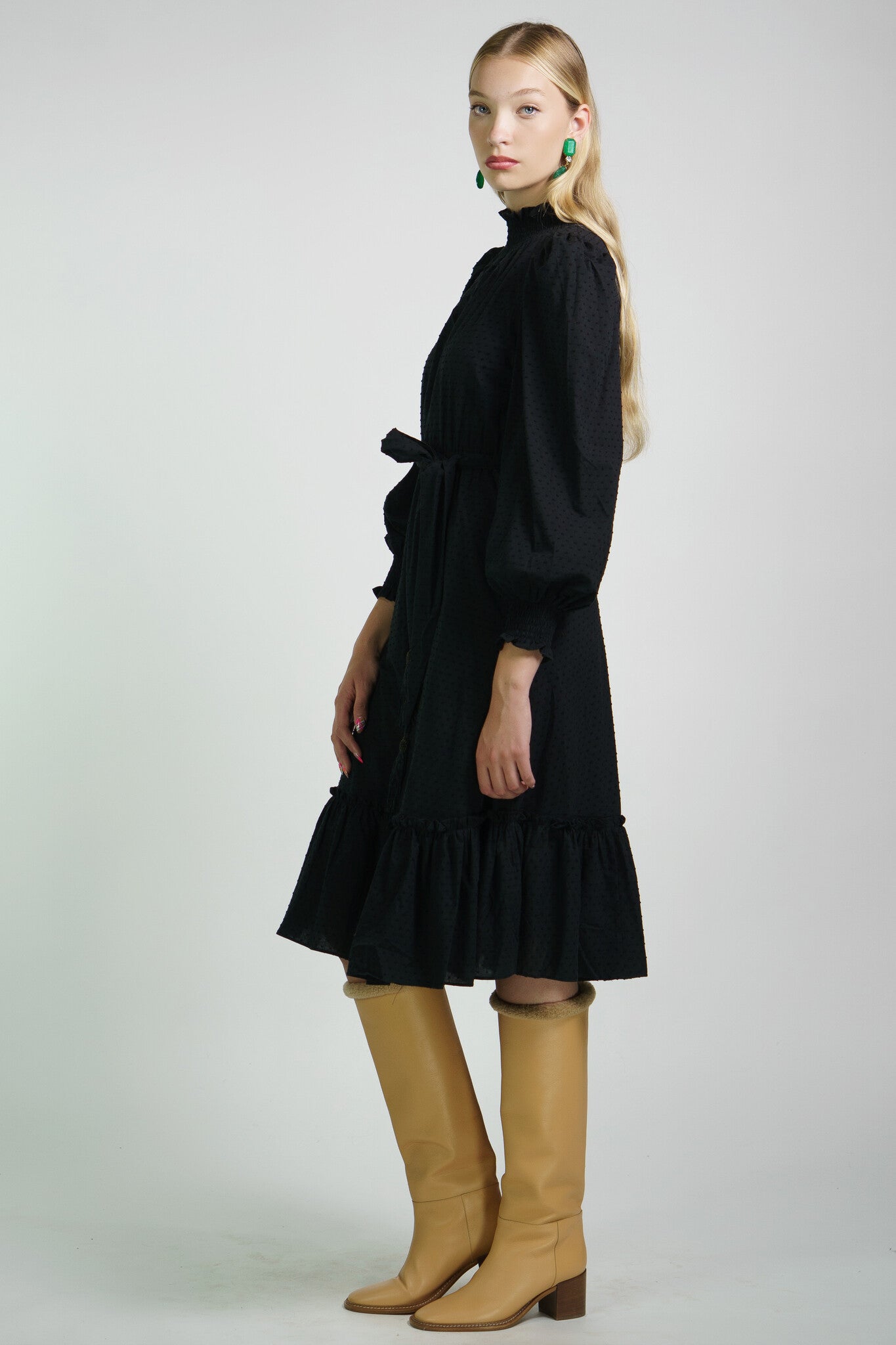 Black Swiss Dot Heart Dress