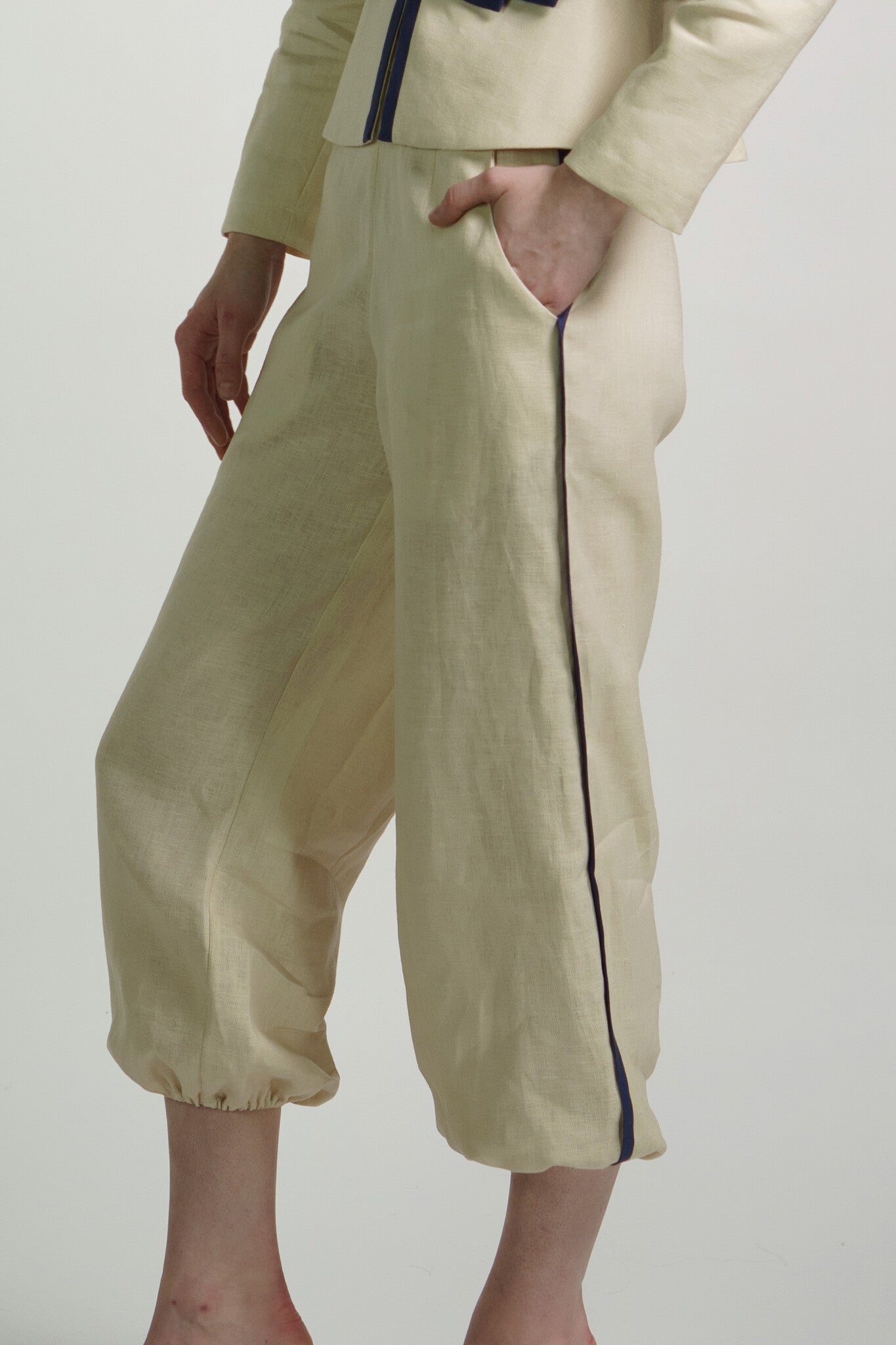 Cream Linen Bel Age Pants