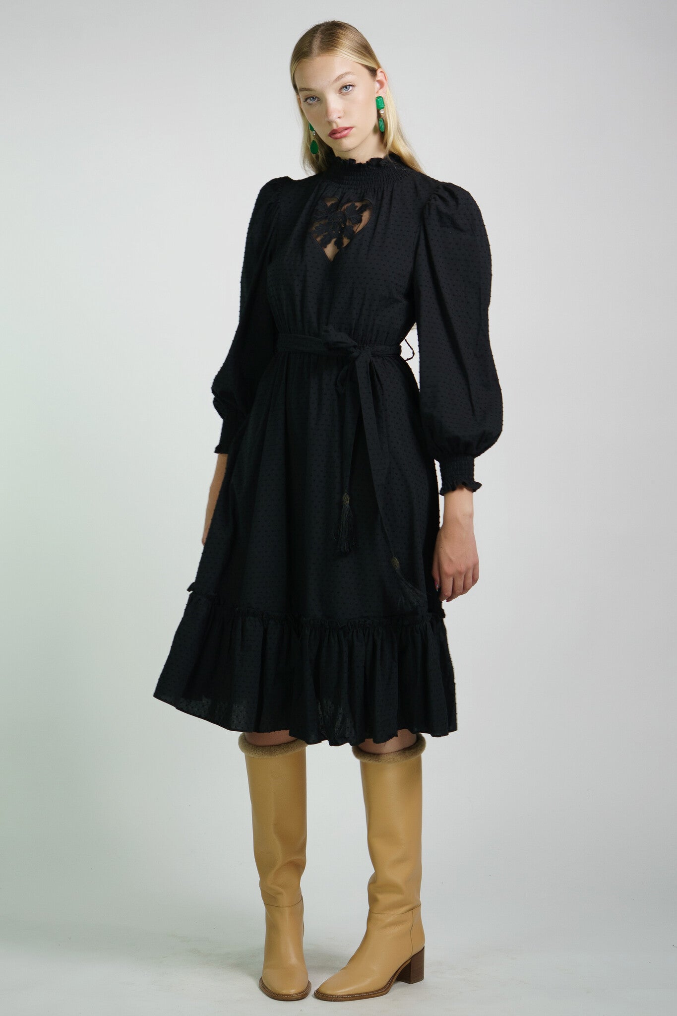 Black Swiss Dot Heart Dress