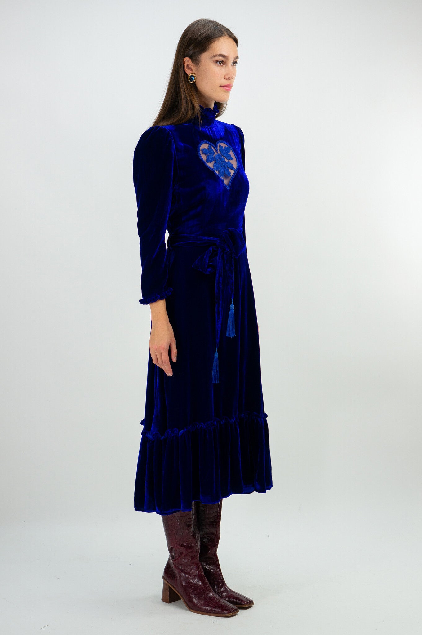 Velvet Sirsna Heart Dress Blue