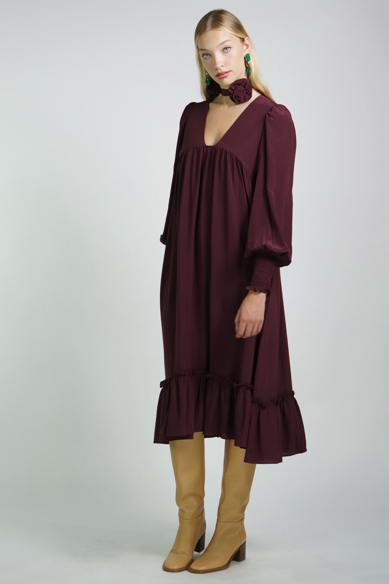 Plum Silk Trapeze Dress
