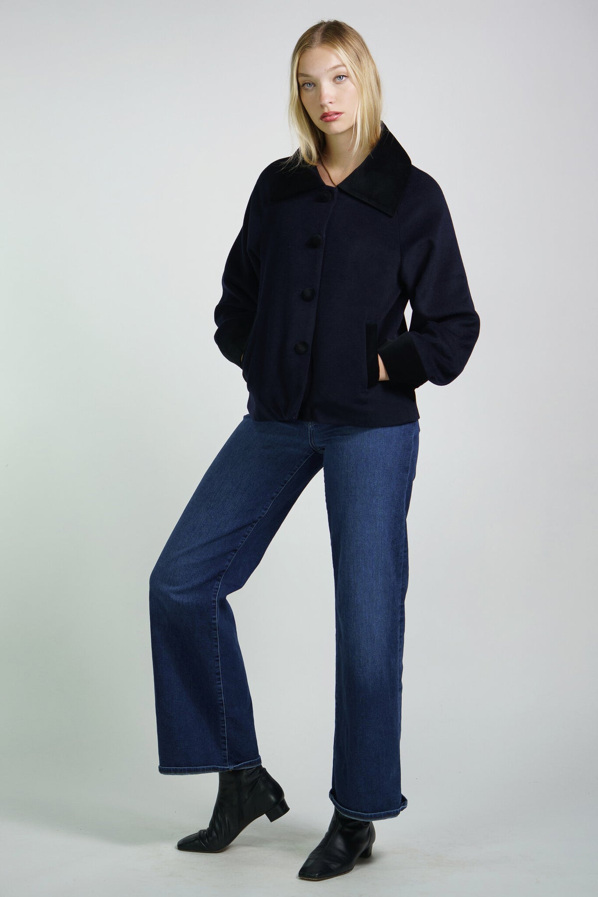 Deneuve Short Coat in Navy