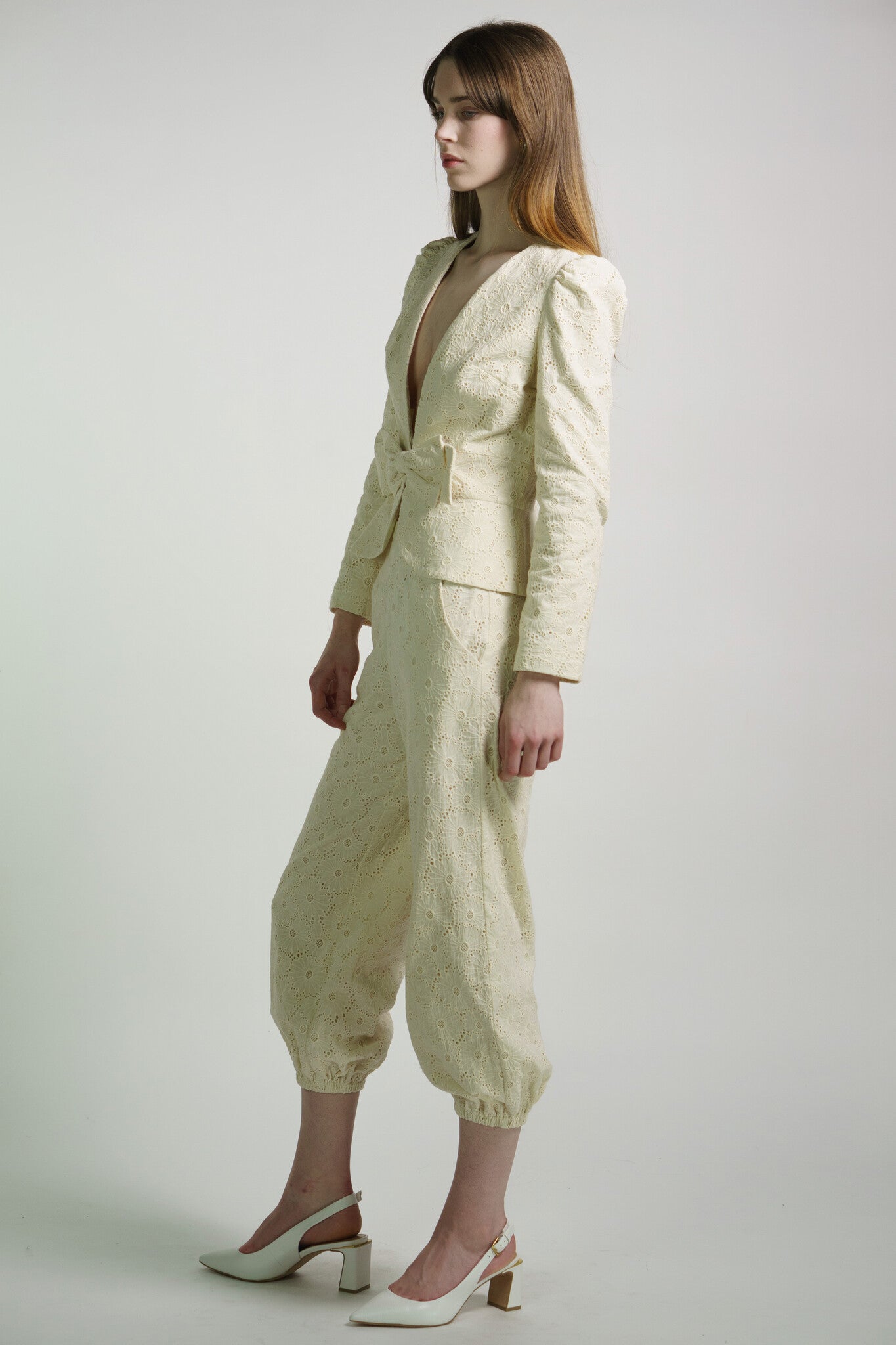 Cream Eyelet Le Bel Age Pants