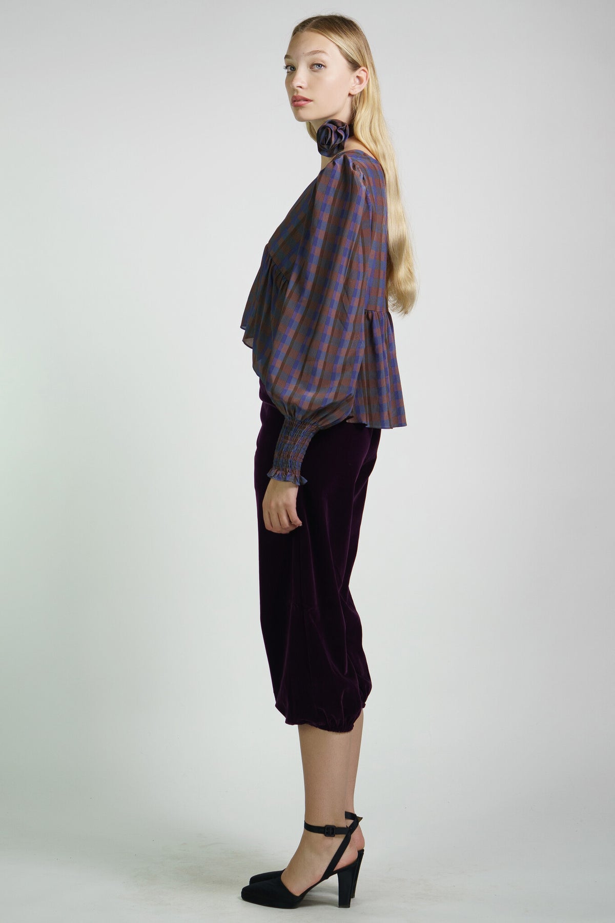 Plaid Silk Rosalie Blouse