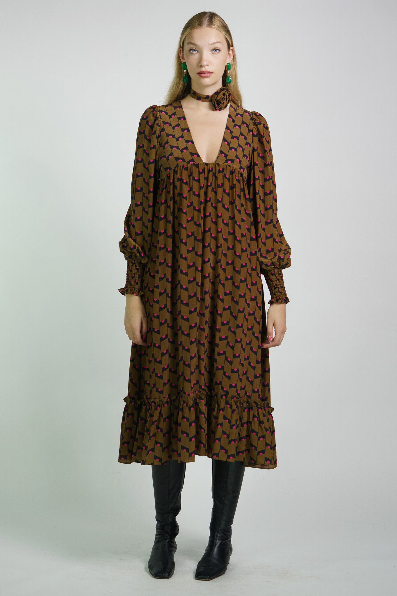 Geometric Silk Anais Dress