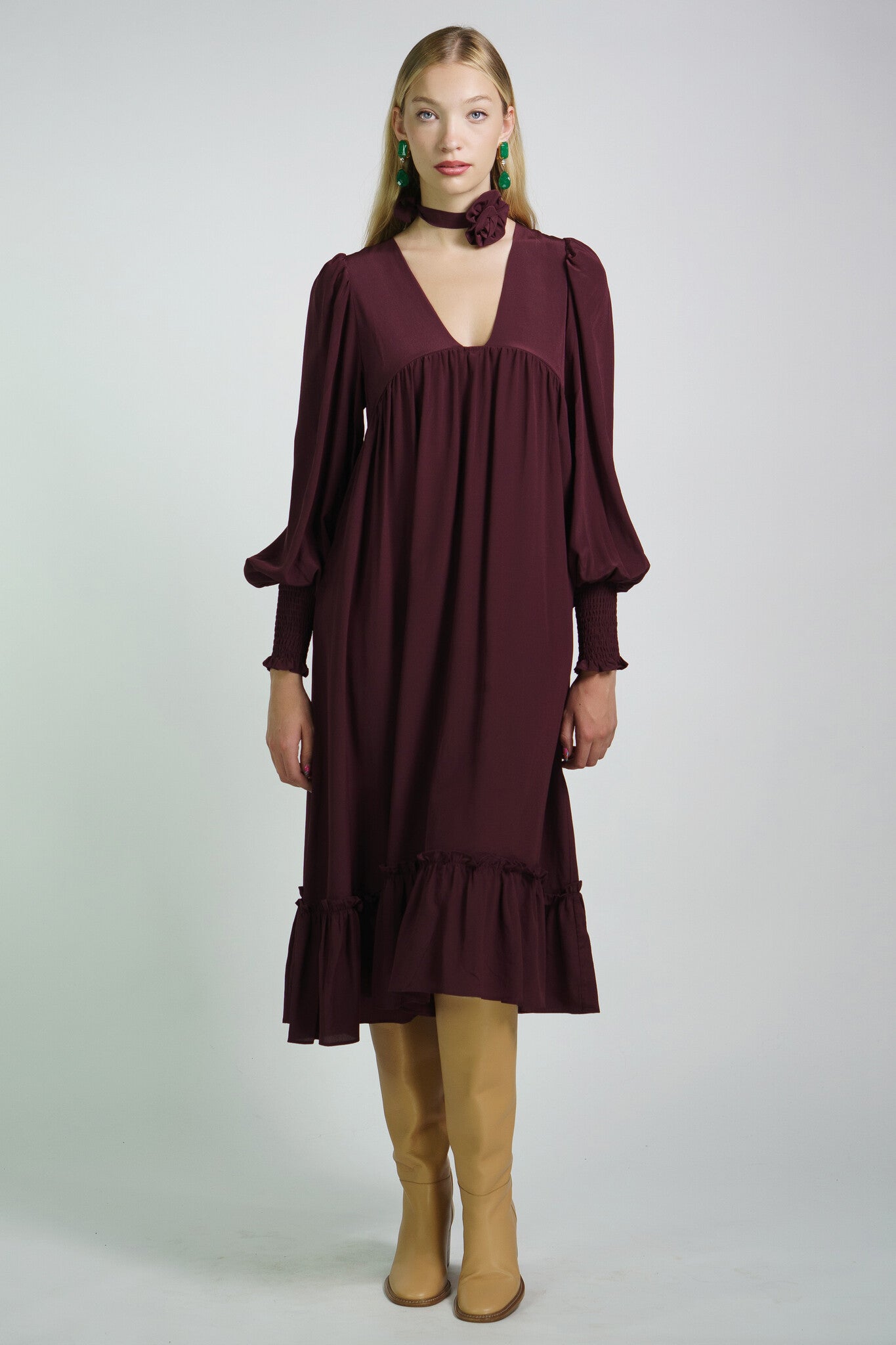 Plum Silk Trapeze Dress