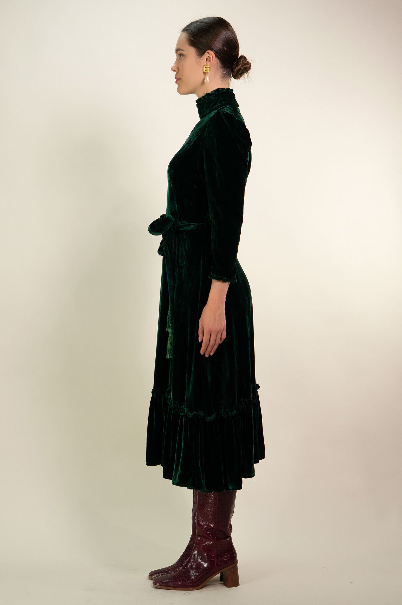 Forest Green Velvet &quot;Sirsna&quot; Dress