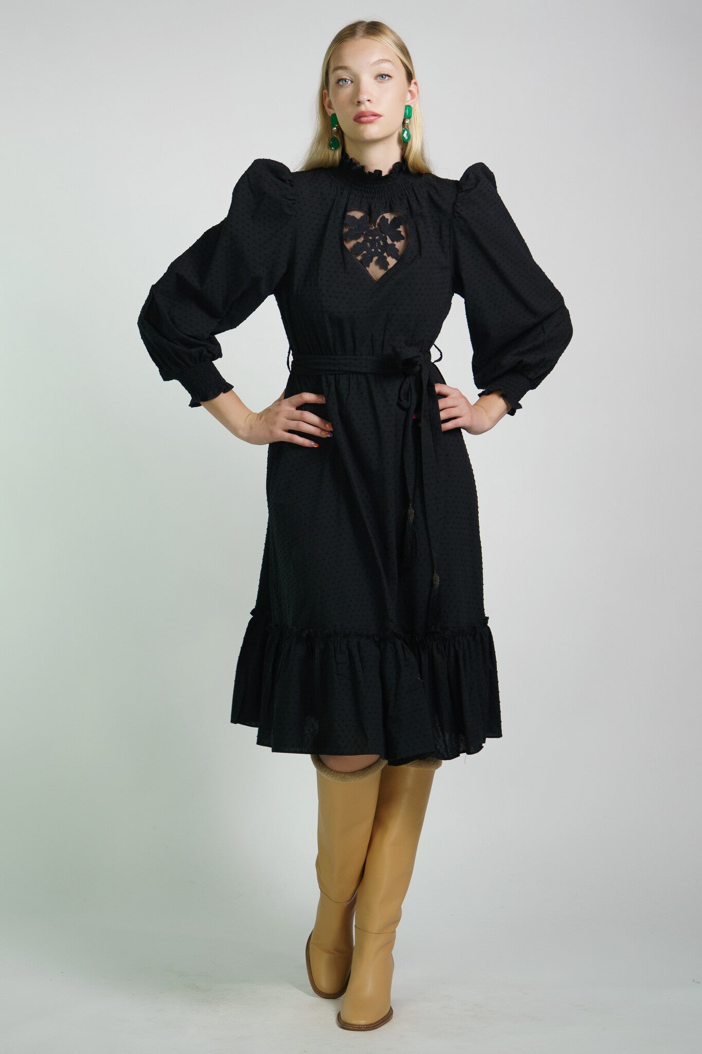 Black Swiss Dot Heart Dress