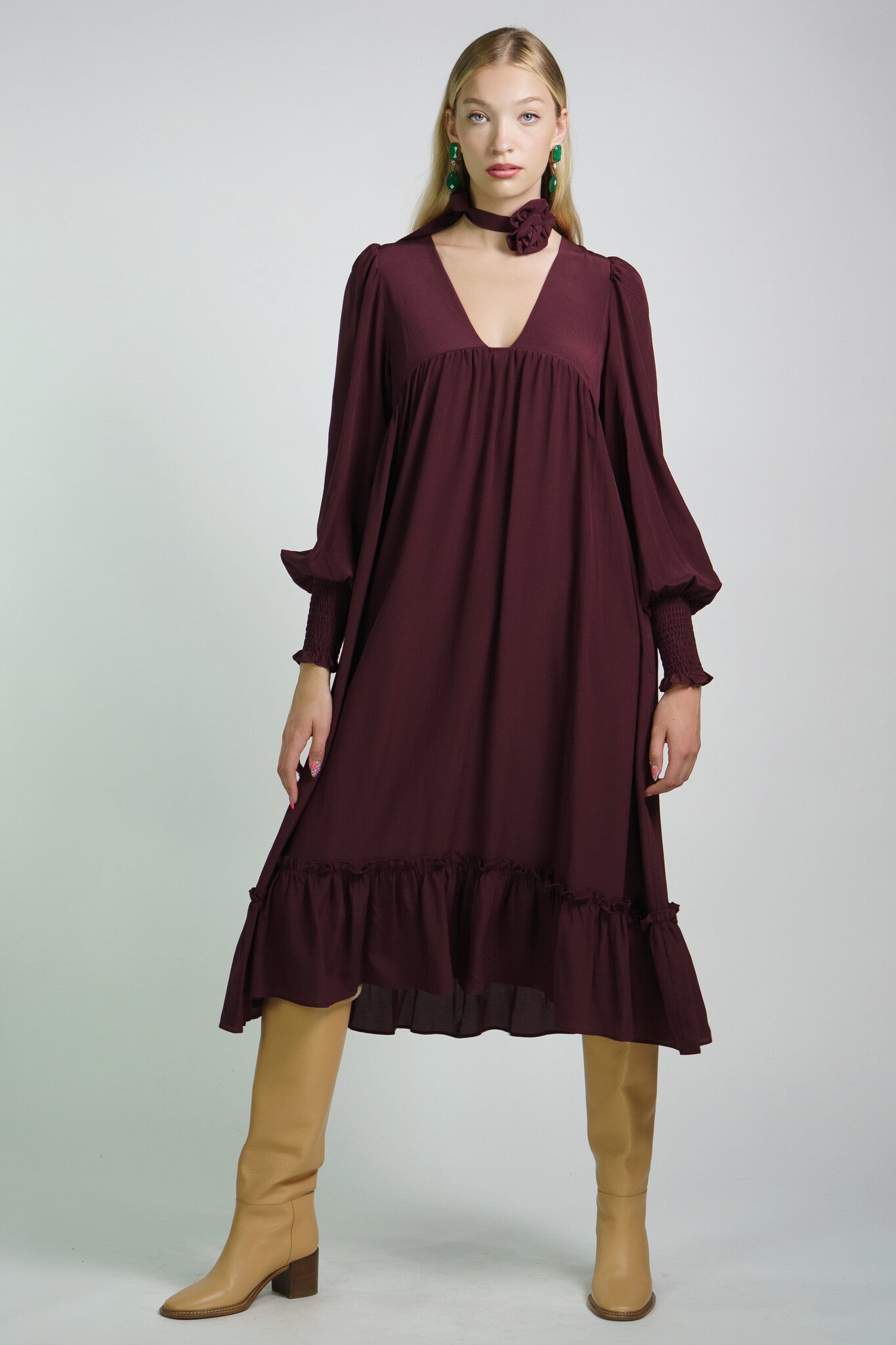 Plum Silk Trapeze Dress