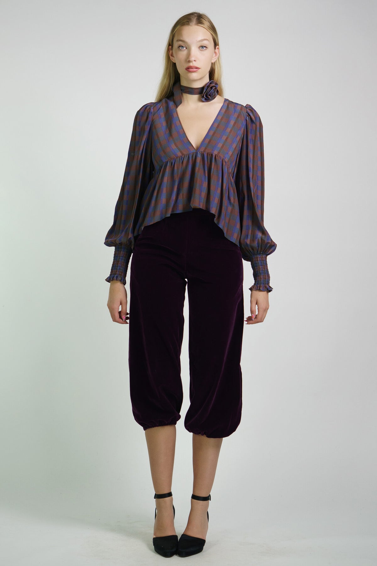 Plaid Silk Rosalie Blouse