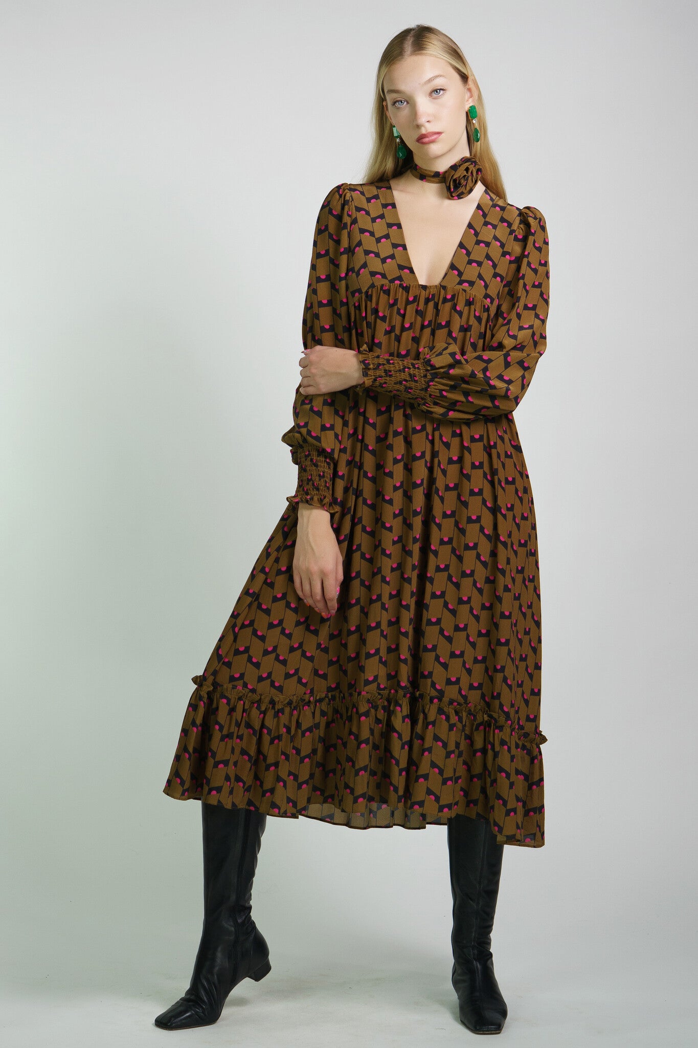 Geometric Silk Anais Dress