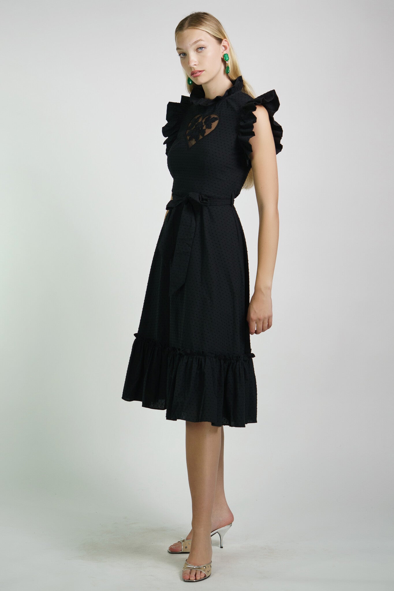 Black Ruffle Heart Dress