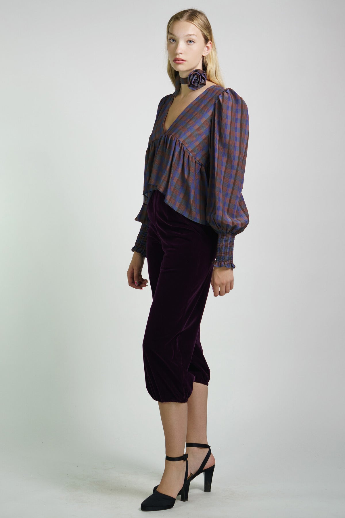 Plaid Silk Rosalie Blouse