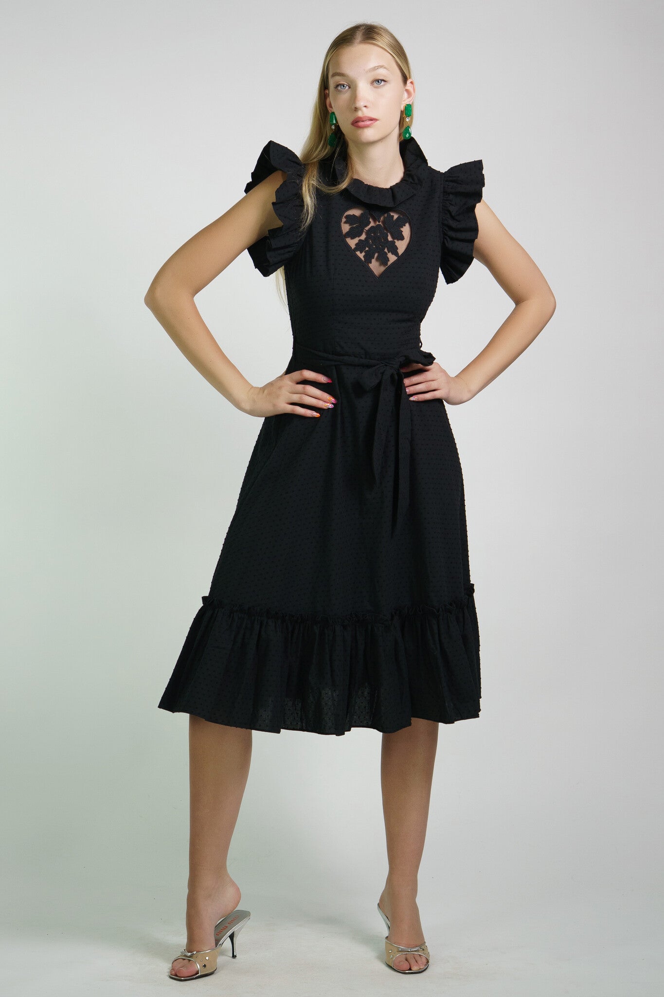 Black Ruffle Heart Dress