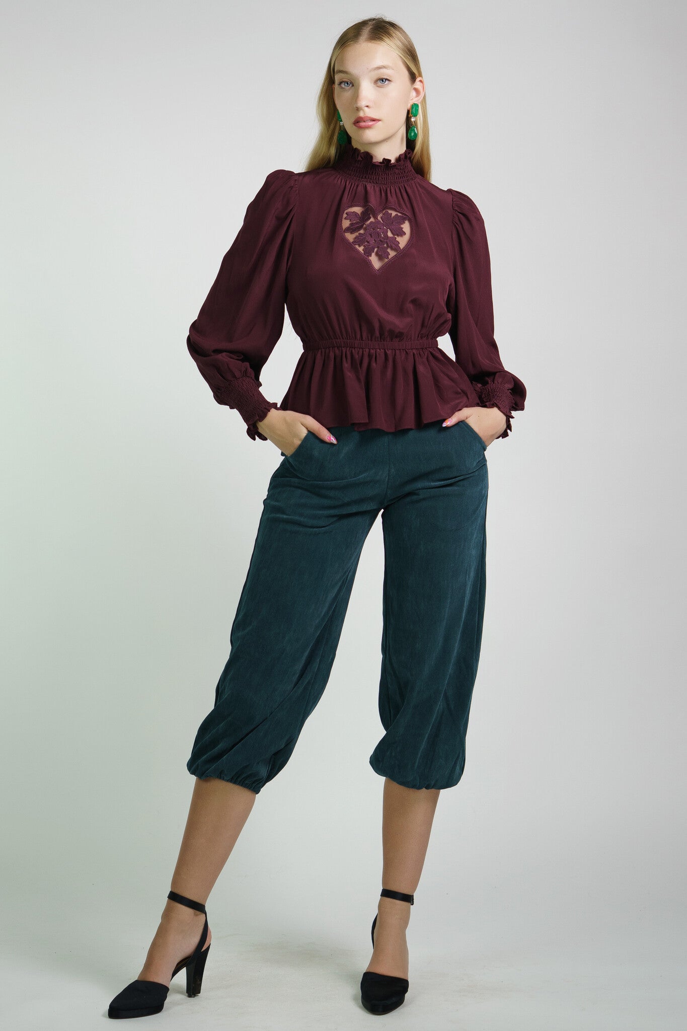Plum Silk Heart Blouse