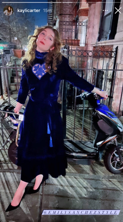 Velvet Sirsna Heart Dress Blue