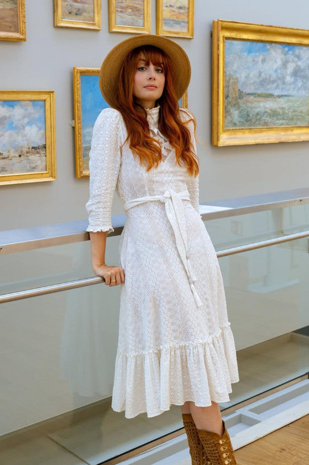 White Eyelet &quot;Sirsna&quot; Heart Dress