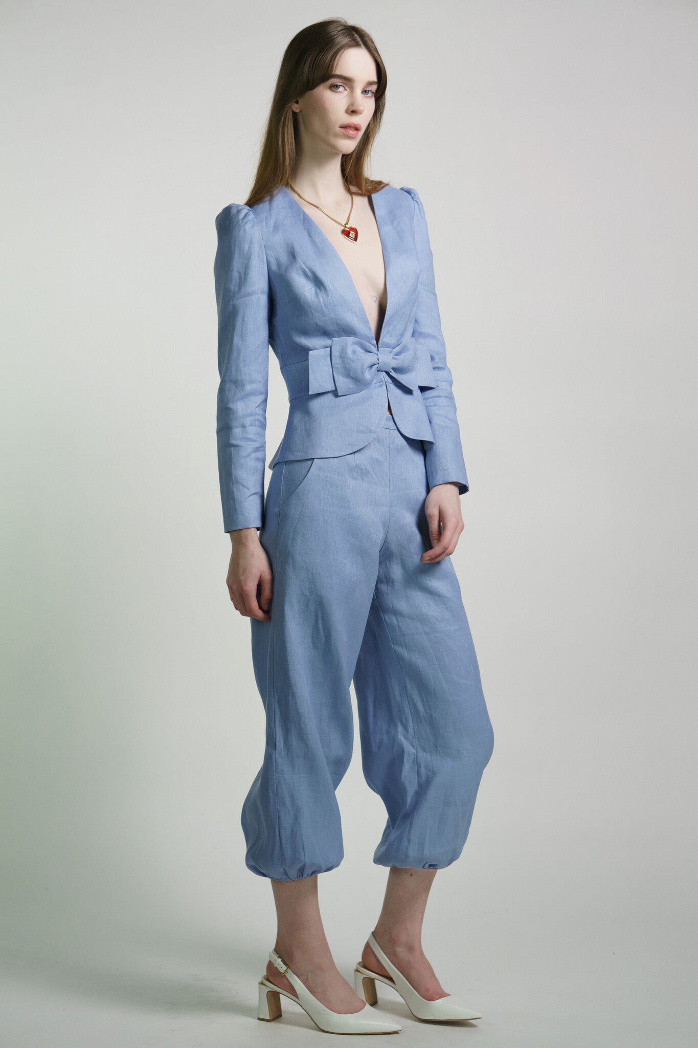 Linen Cornflower Blue Bel Age Pants