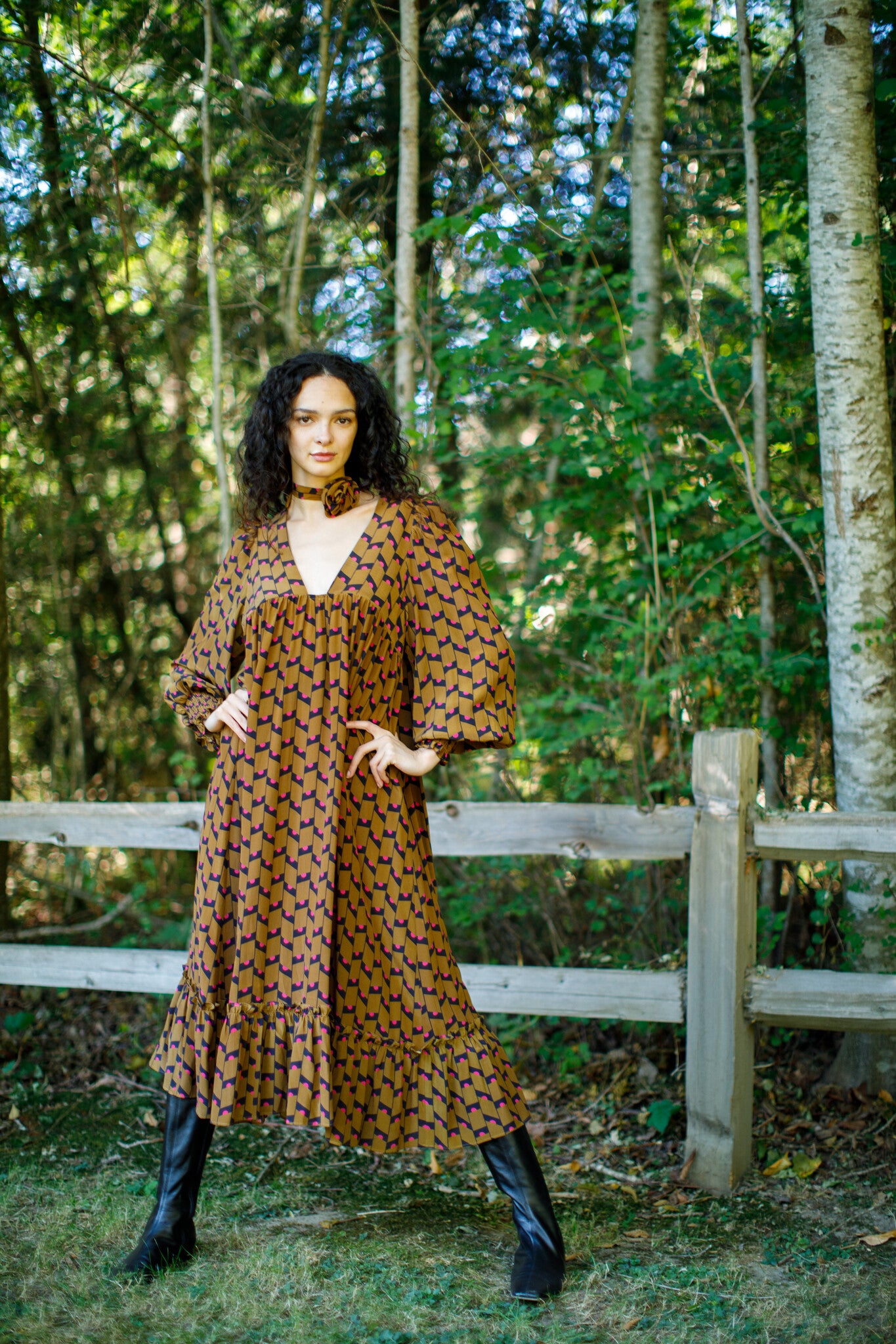 Geometric Silk Anais Dress