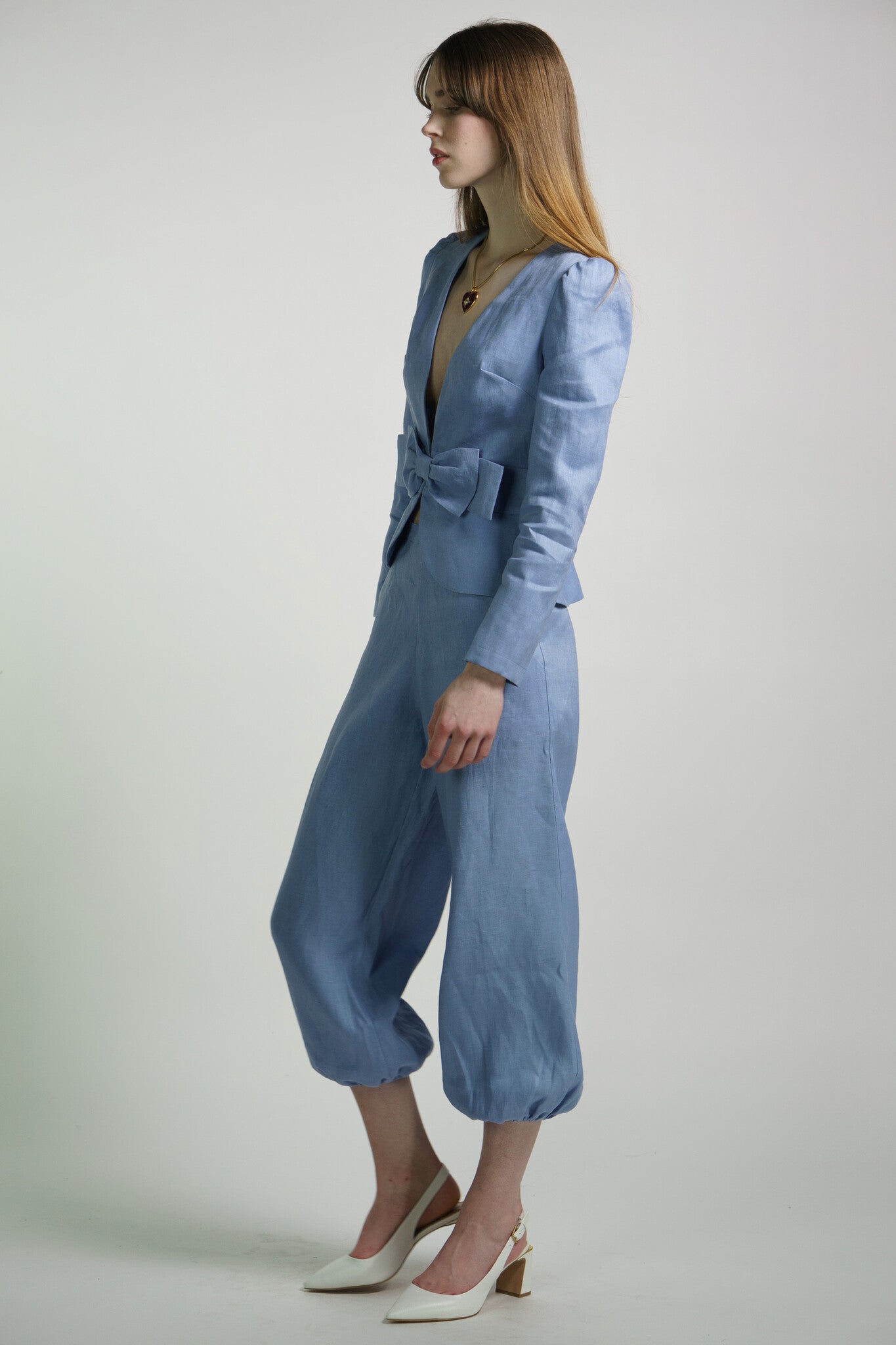 Linen Cornflower Blue Bel Age Pants