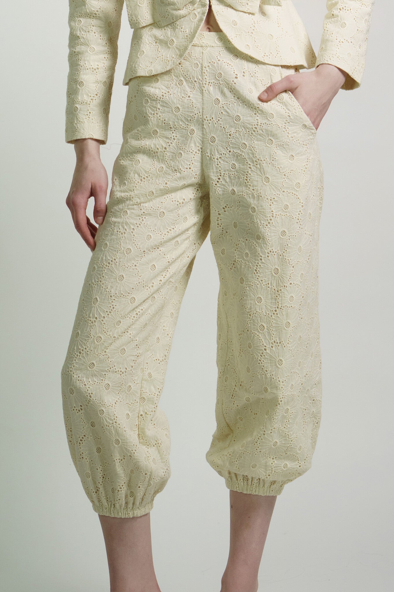 Cream Eyelet Le Bel Age Pants