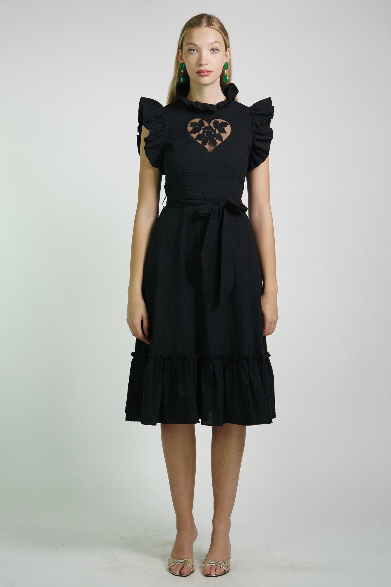 Black Ruffle Heart Dress