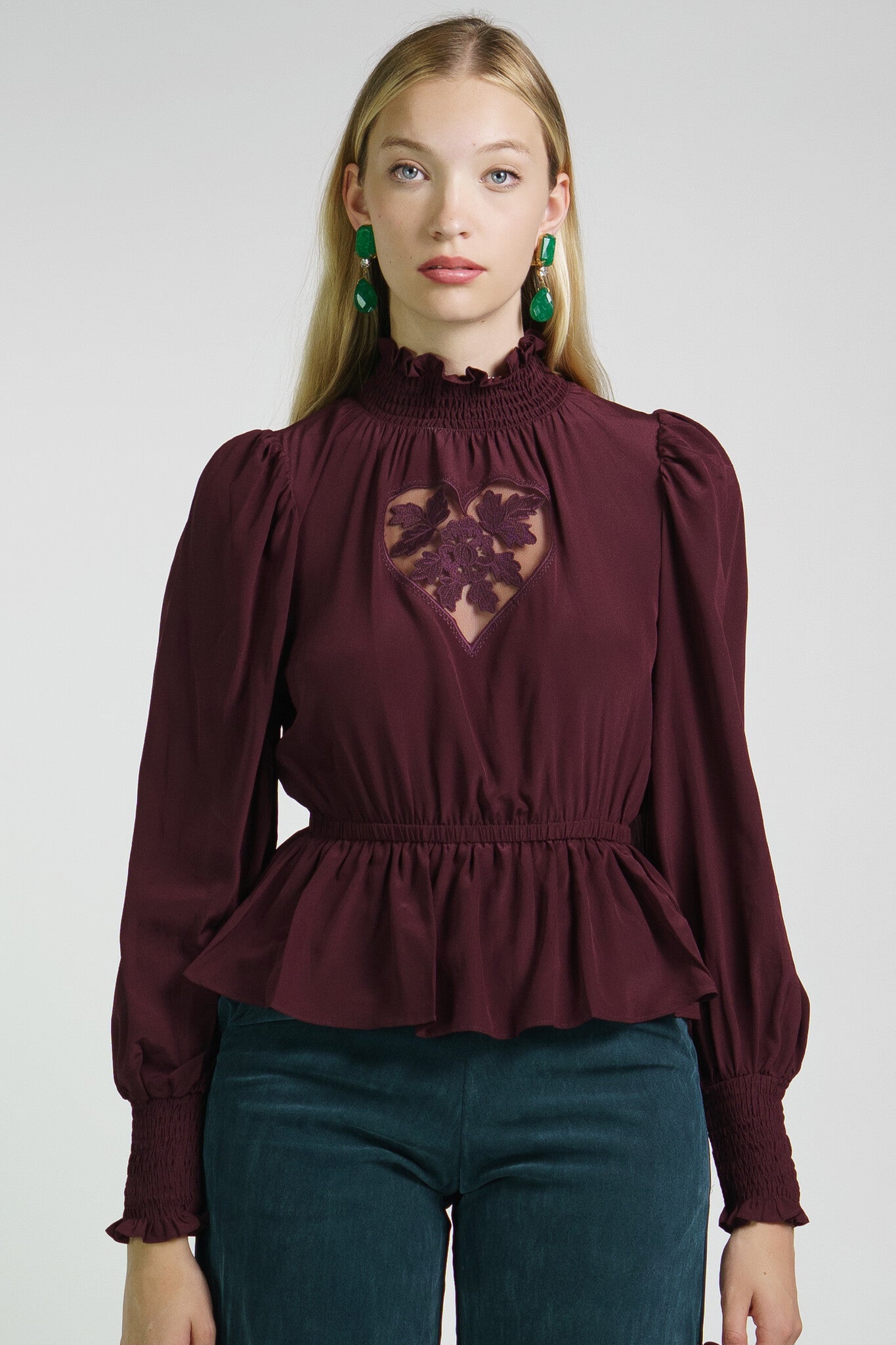 Plum Silk Heart Blouse