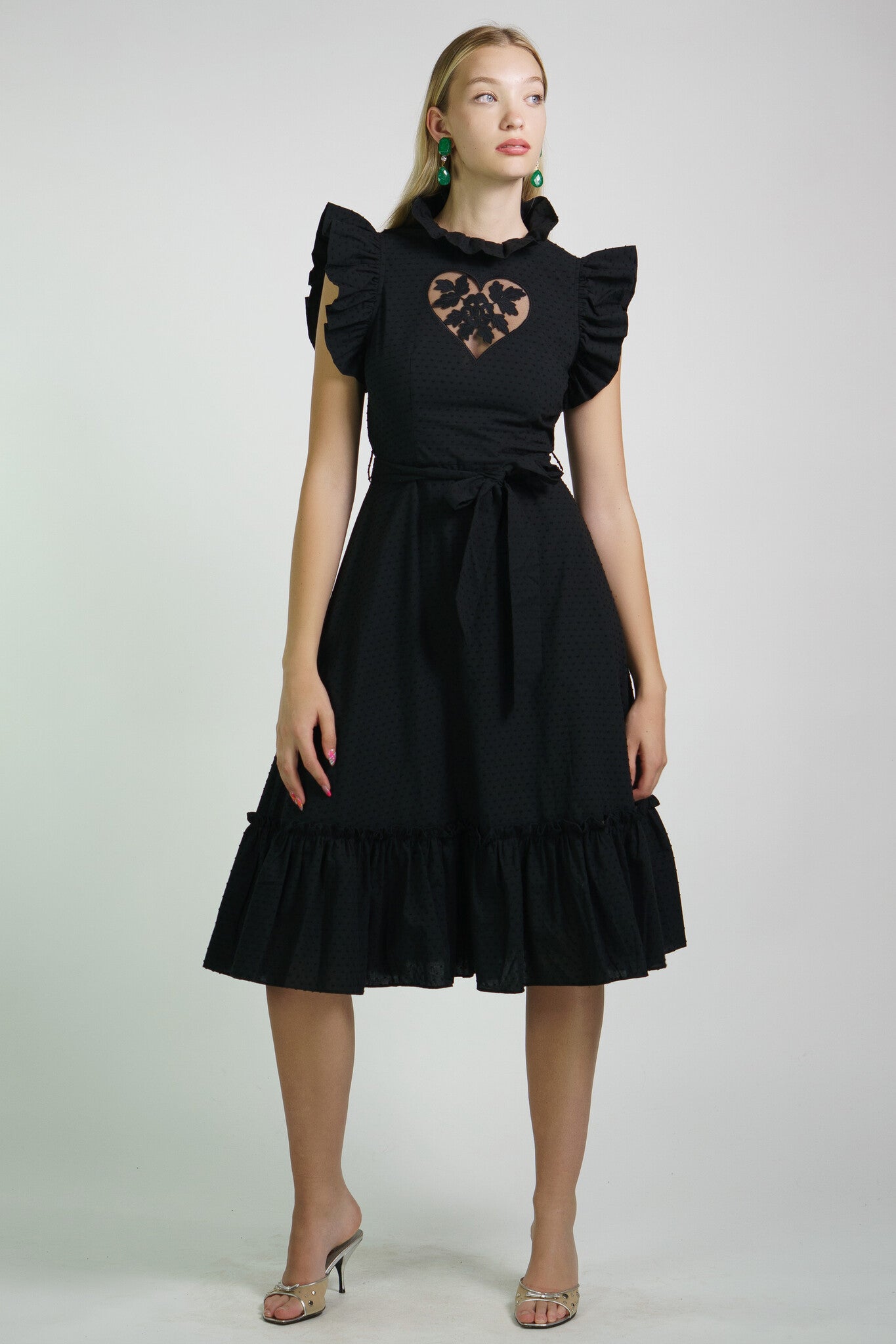 Black Ruffle Heart Dress