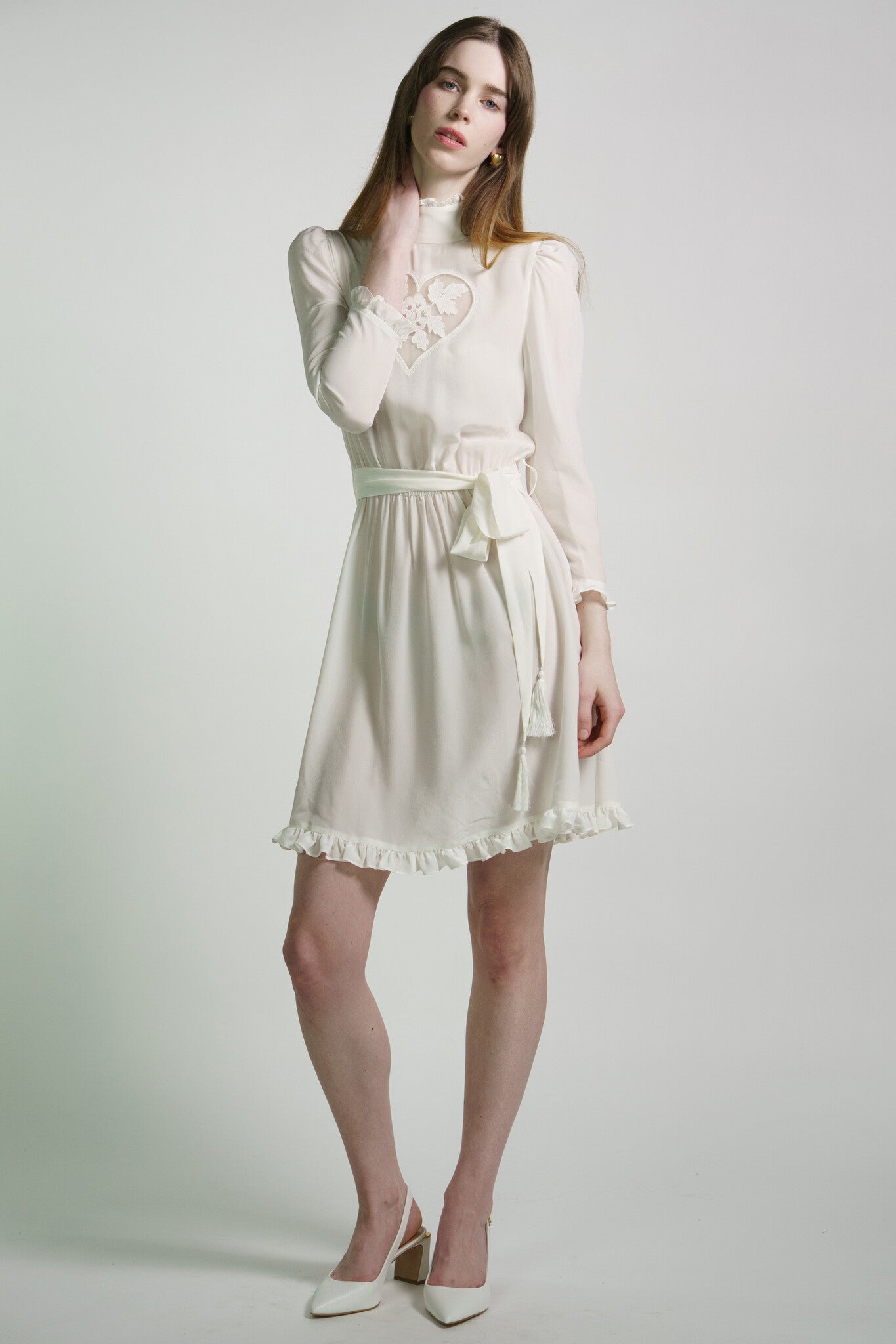 White Silk Heart Dress
