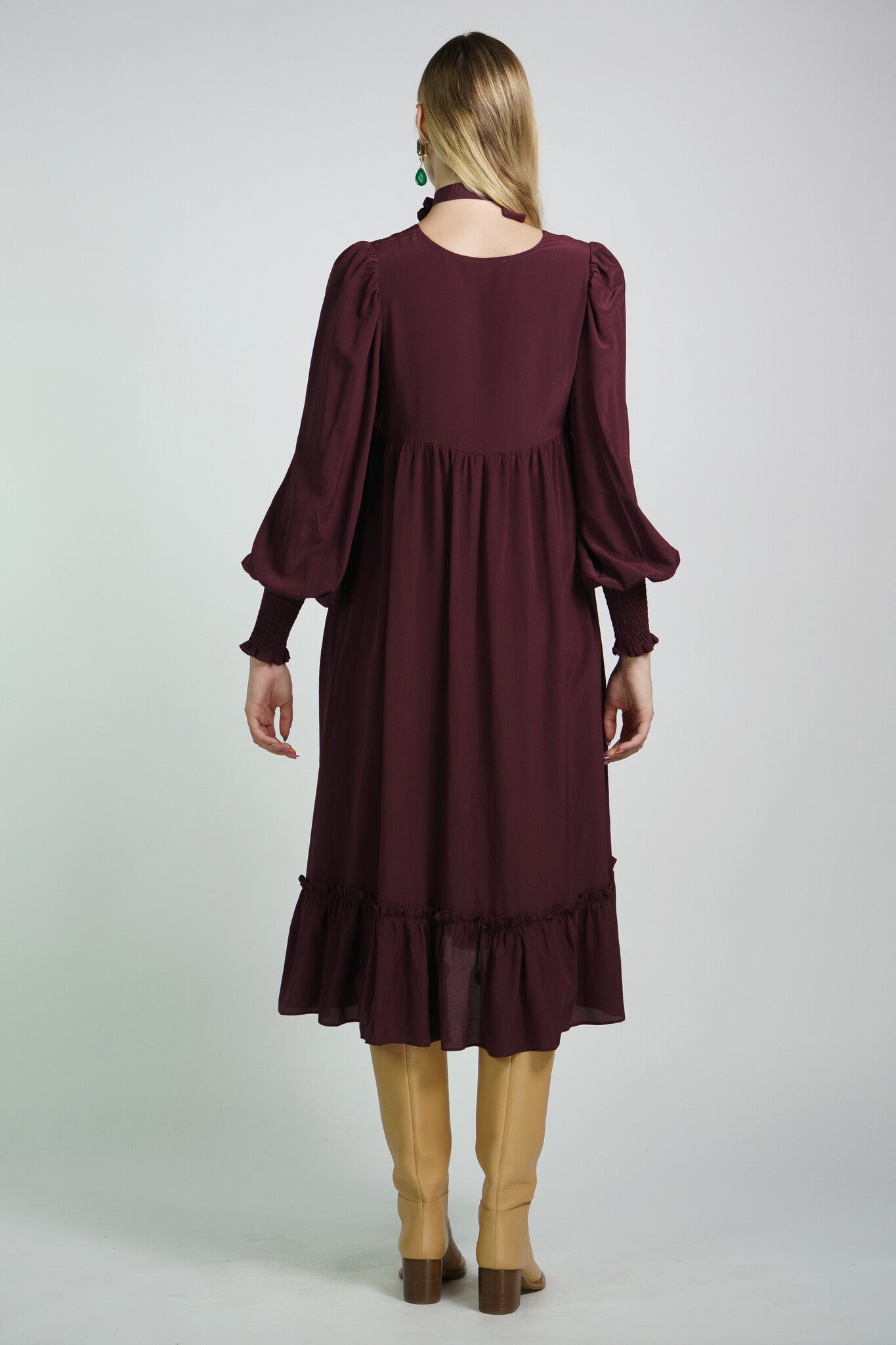 Plum Silk Trapeze Dress – Kristinit
